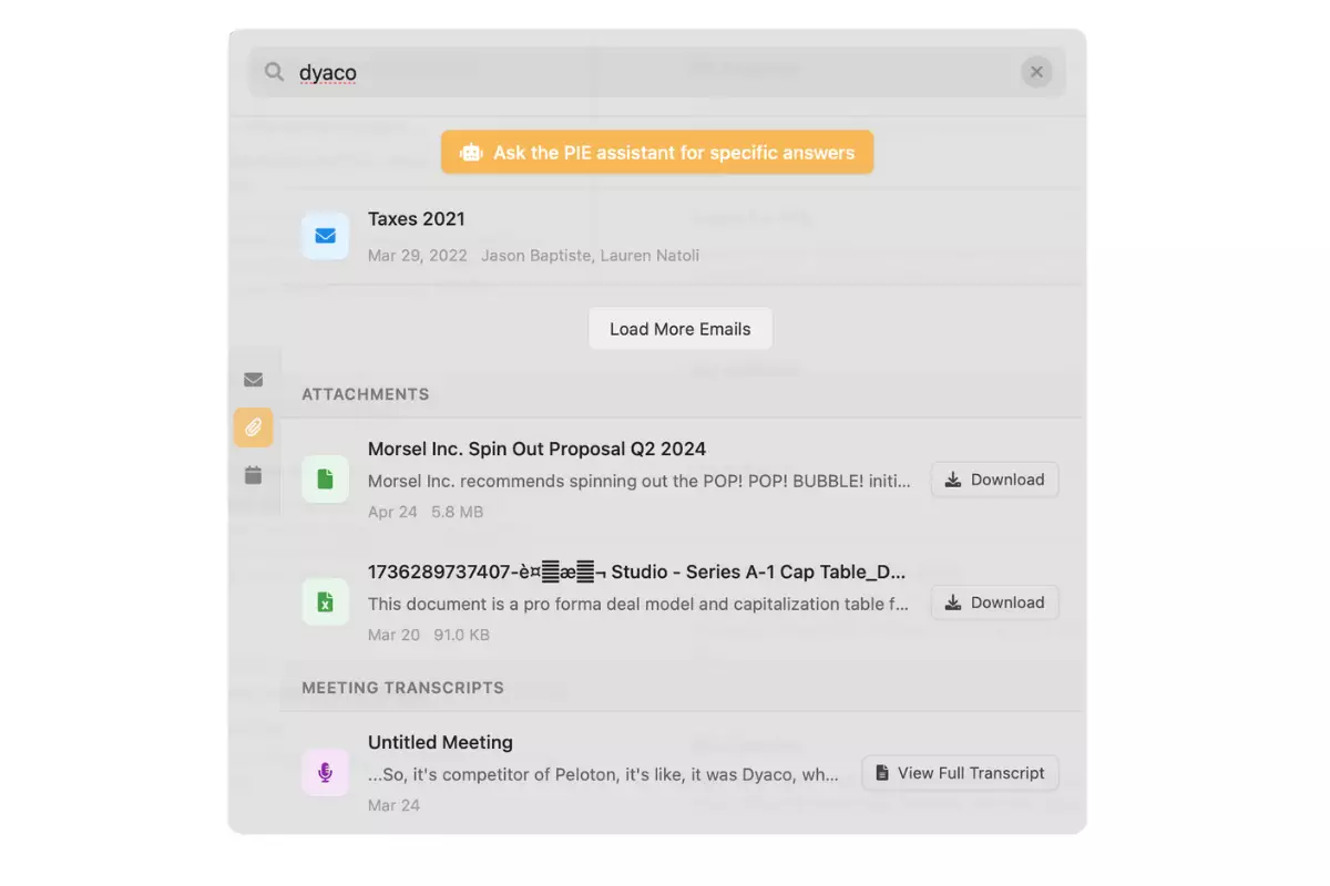 PIE Universal Search